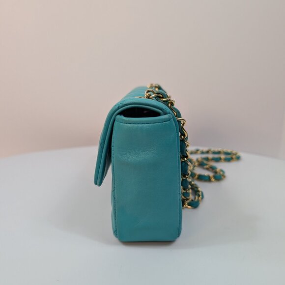 Chanel Vintage Teal Mini Rectangular Flap Bag - Picture 3 of 16